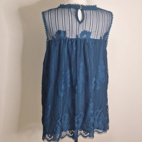 Taylor & Sage lace high collar teal tank  SZ 2X - Picture 5 of 9